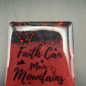 Square Dark Red w/ Red Flakes Faith Can Move Mountains Pop Socket