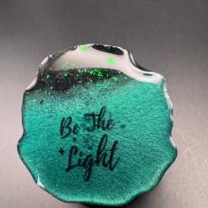 Geode 1 Dark Green w/ Green Flakes Be The Light Pop Socket
