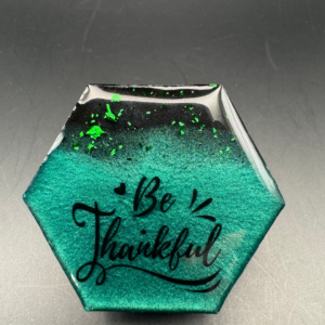 Hexagon Dark Green w/ Green Flakes Be Thankful Pop Socket
